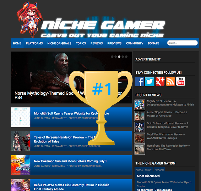 Most popular gaming website: Niche Gamer
